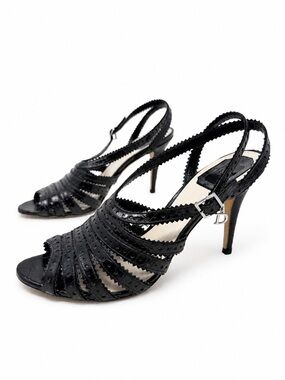 Christian Dior Croc Embossed Strappy Slingback Heels Womens Size EU 40